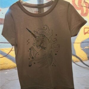 Cat & Jack Brown Unicorn Short Sleeve Tee
